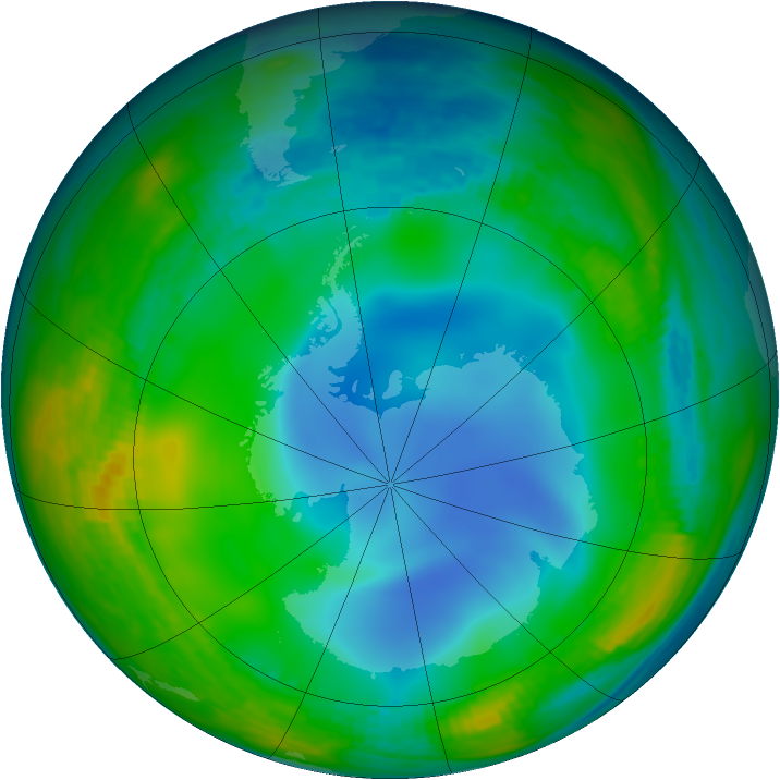 Antarctic ozone map for 28 June 1987